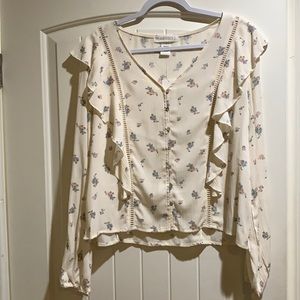 Planet Gold cream floral pattern top NWT Original $34